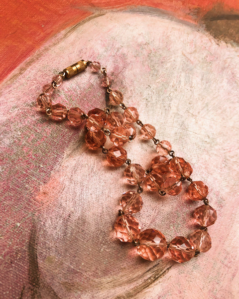 Peachy 1930s Cut Crystal Necklace