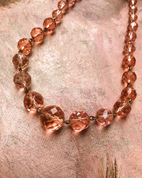 Peachy 1930s Cut Crystal Necklace