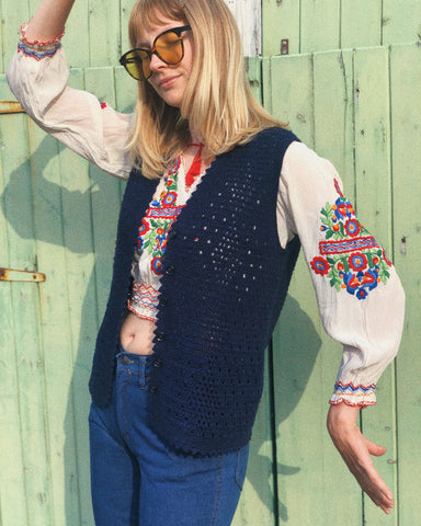 Greta 1970s Hand-Crocheted Waistcoat