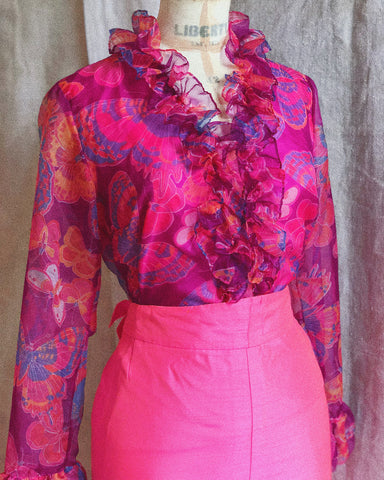 Olivia 1960s Psychedelic Butterfly Blouse