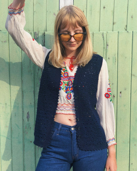 Greta 1970s Hand-Crocheted Waistcoat