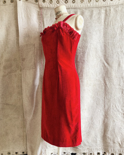Cherry 1950s Lace And Velvet Wiggle Dress