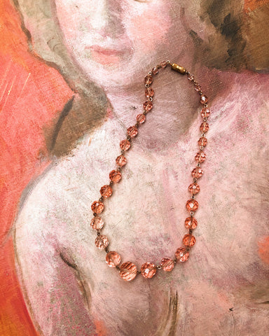 Peachy 1930s Cut Crystal Necklace