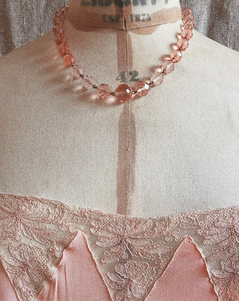 Peachy 1930s Cut Crystal Necklace