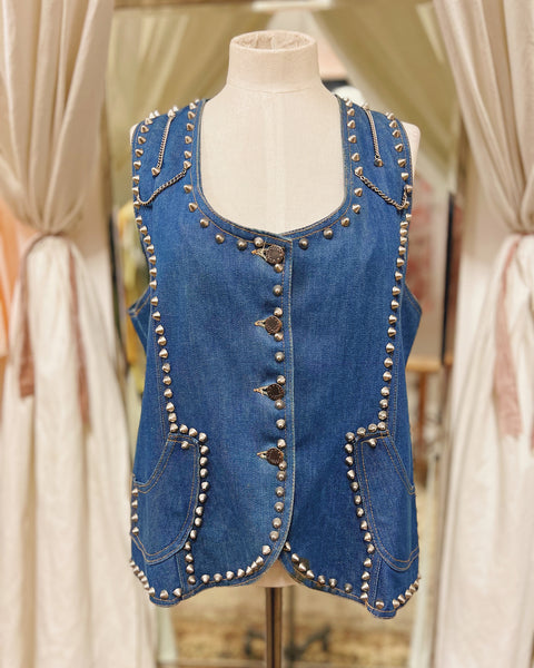 Original 1970s Hand Studded Punk Waistcoat